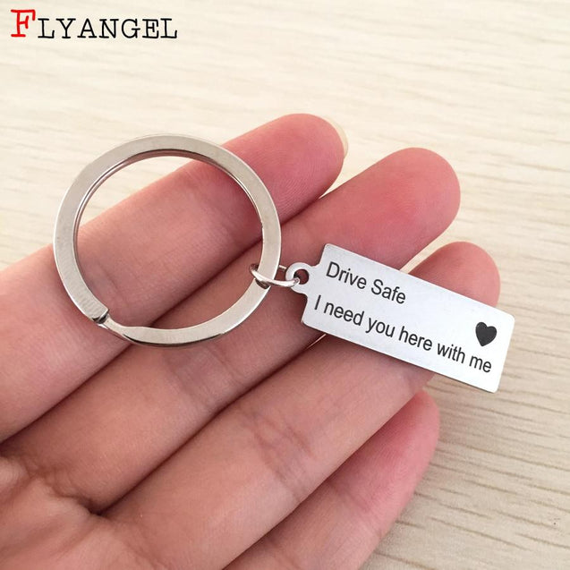Drive Safe I Need You Here With Me Keychain For Couples, Boyfriend, Girlfriend - Save 50%