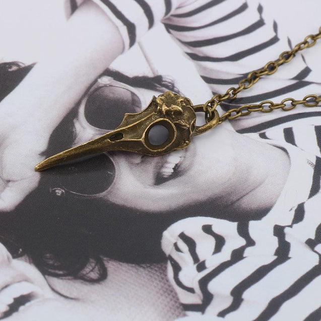 Halloween Woodpecker Raven Bird Skeleton Necklace For Women / Men. - Upto 50% Discount For Halloween