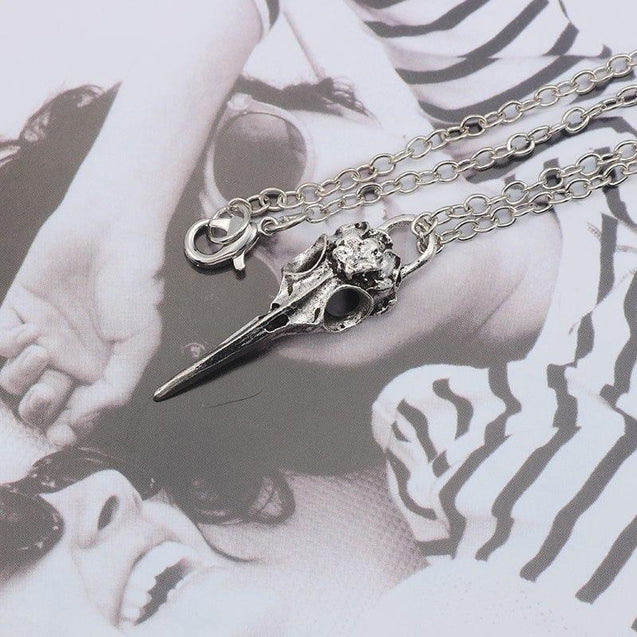Halloween Woodpecker Raven Bird Skeleton Necklace For Women / Men. - Upto 50% Discount For Halloween